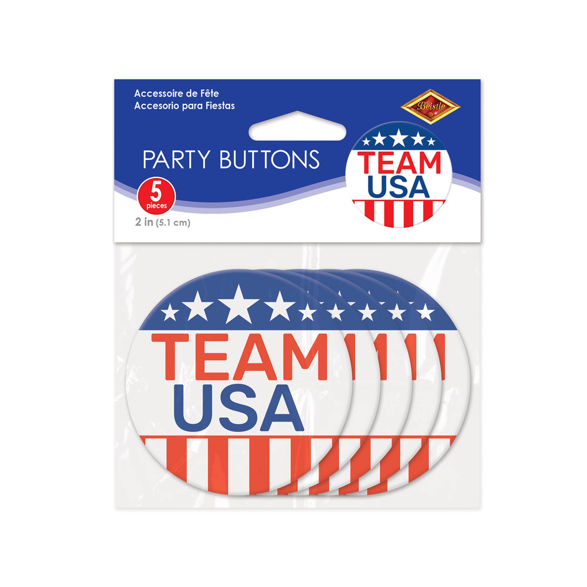 Beistle 2" Team USA Party Buttons, 10ct.